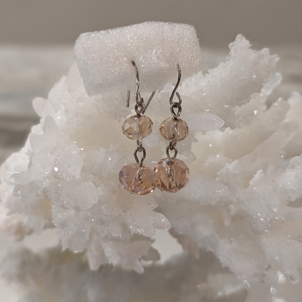 Pink Glass Bead Dangle Earrings
